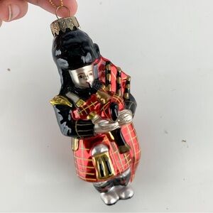 Vintage Scottish Hand Blown Painted Bagpiper Christmas Tree Ornament Scotland